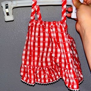 Red & White baby strap top. Super cute and goes good with any color pants.